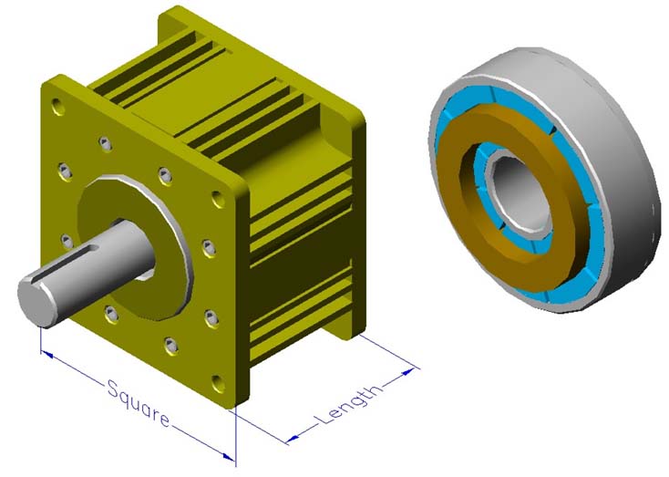 Housed slotless iron core brushless motors, radial, double rotor